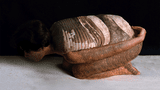 Cecila Paredes ARMADILLO  2002. 130 X 90 cms. Performance registered in photography. Cecilia Paredes  copy
