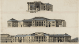 Friedrich Weinbrenner, Plan zum Markgräflichen Palais - Schnitt, Gartenfront und Fassade, 1804, Staatliche Kunsthalle Karlsruhe